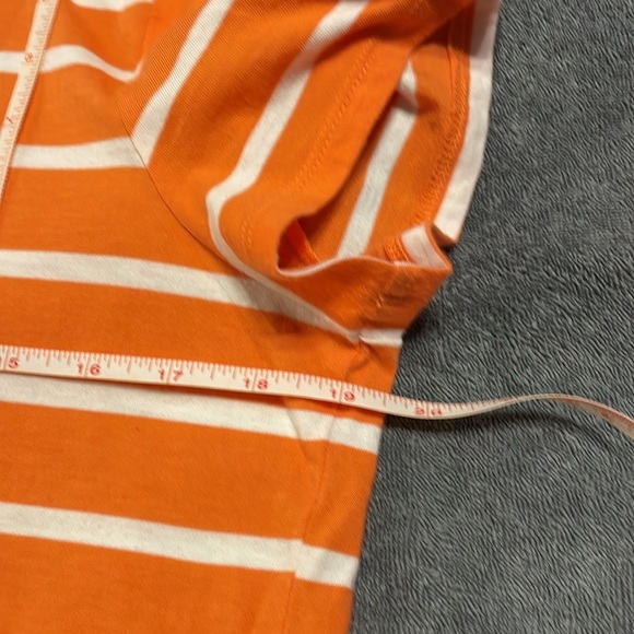 SET of 3 Talbots Tee, Women’s L, scalloped neck: Orange Black White striped - Picture 9 of 10